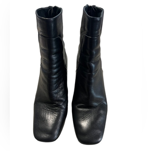 Topshop black leather ankle‎ boots with red marbled heel, size 39 made in Spain